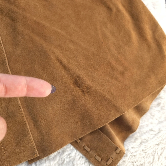 Free People Low Rider Brown Leather Suede Cross Stitch Western Vest - Picture 11 of 14